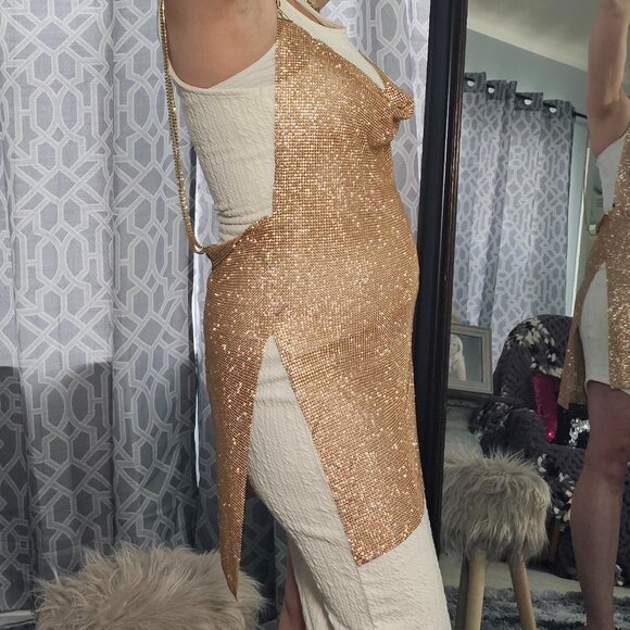 Metal Chain Halter Mini Dress – Fits Size S (No Tags) - Picture 4 of 4